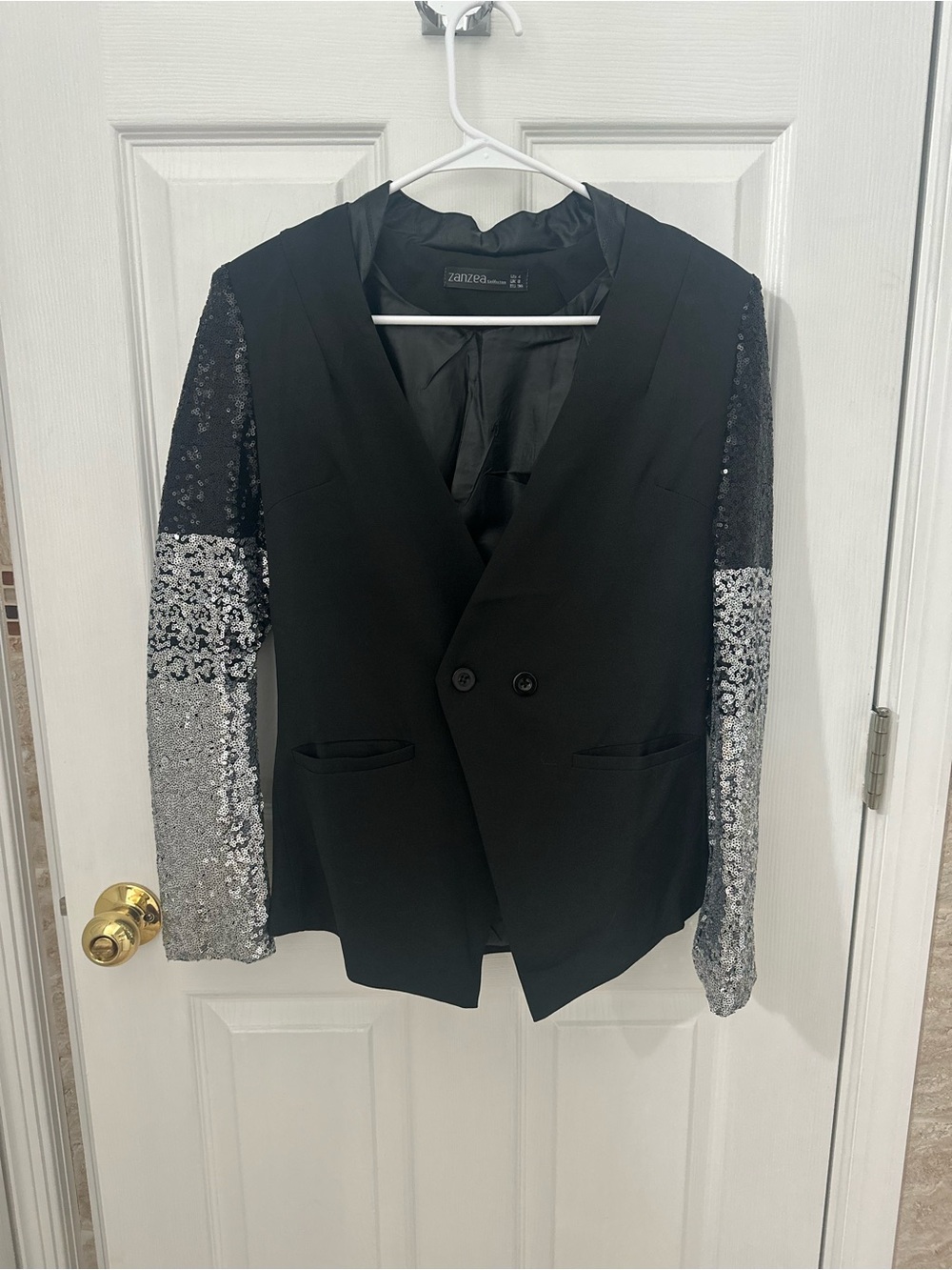 Zanzea Black Satin-Lined Blazer